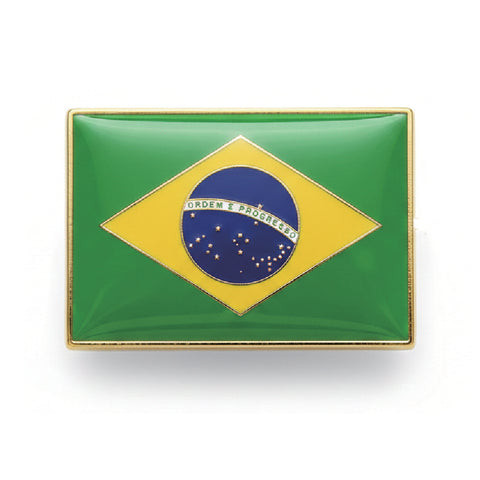 World Cup Flag Metal Badge - Brazil